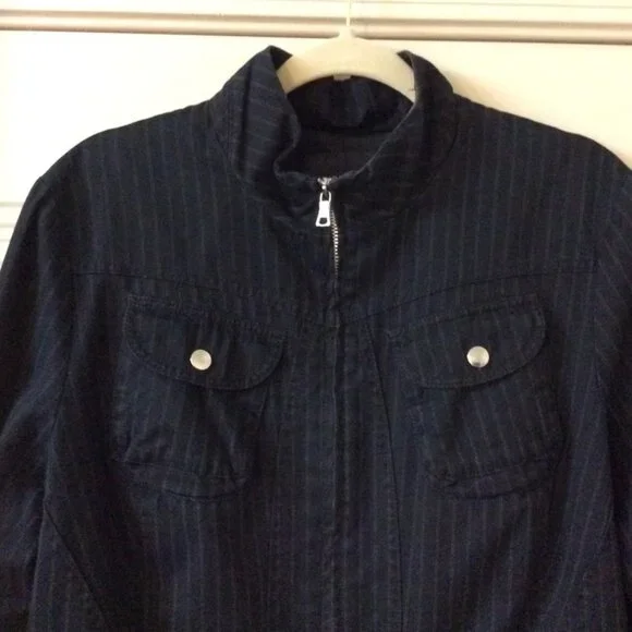 Banana Republic Black Striped Moto Jacket - XL - Picture 3 of 7